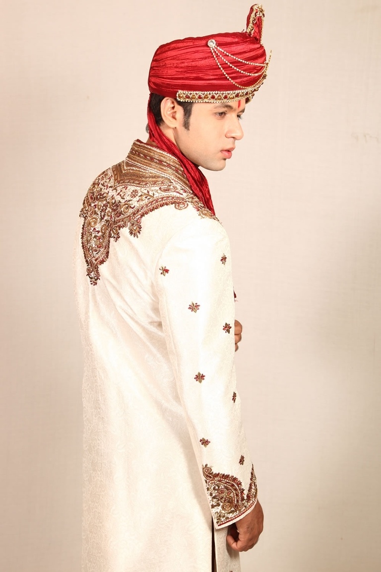 Classic Kedia Style White Sherwani BL2002