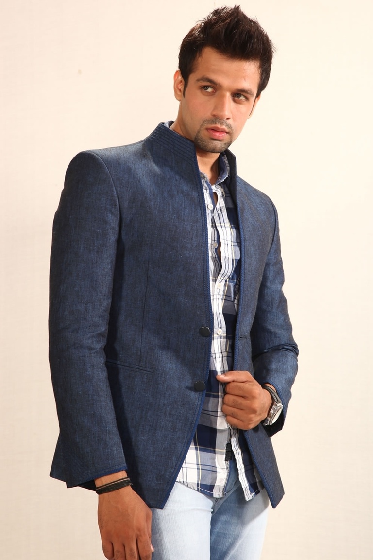 Chic Blue Linen Blazer BL5005