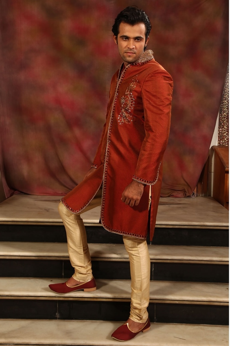 Highneck Rust Sherwani BL2006