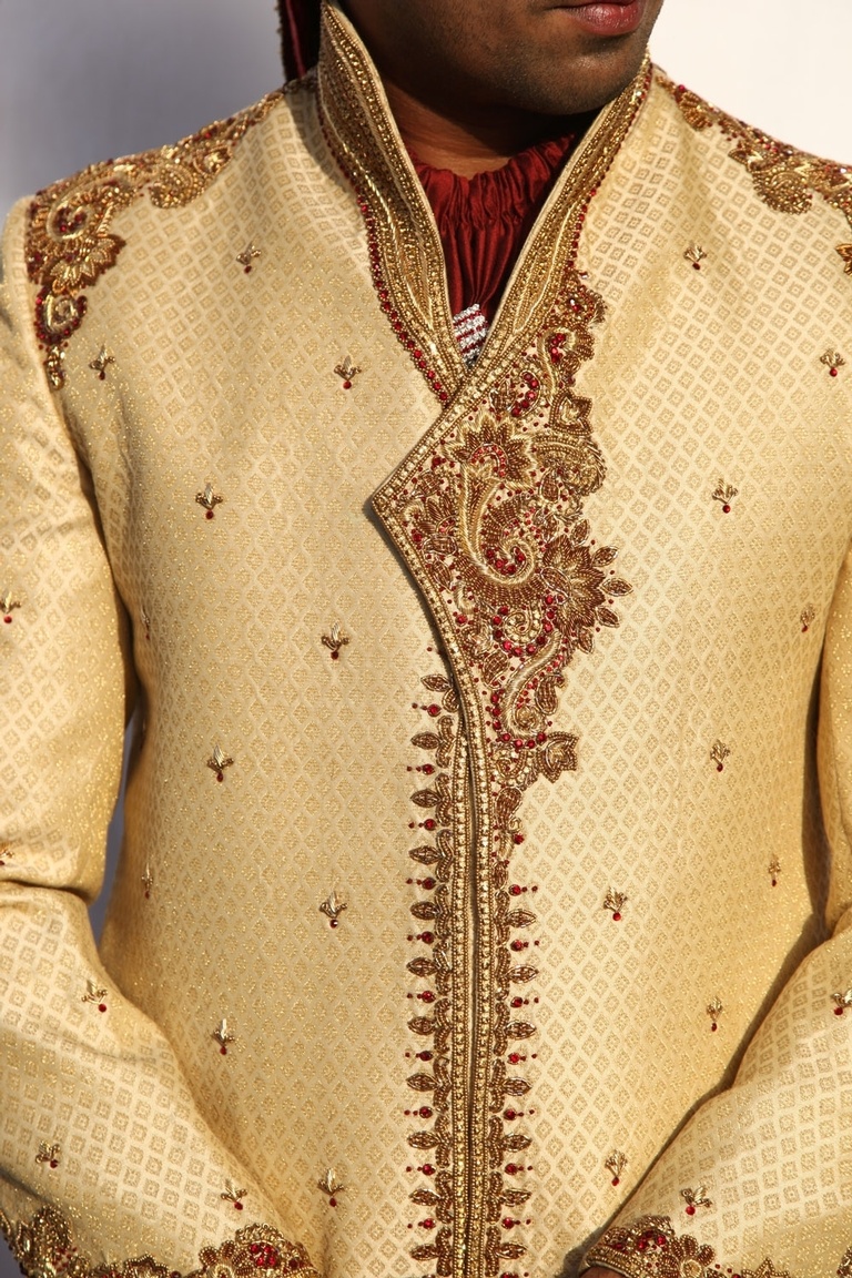 Kedia And Highneck Style Gold Sherwani BL2019